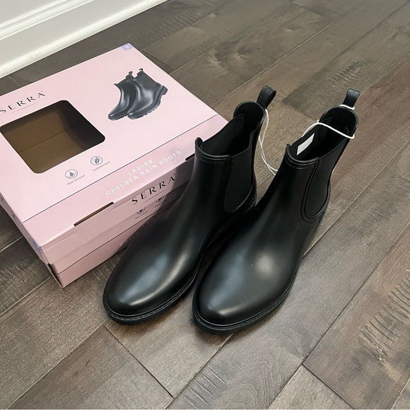 SERRA Chelsea Rain Boots Black 9 Water Resistant Pull On Short Ladies Women’s - Picture 3 of 6